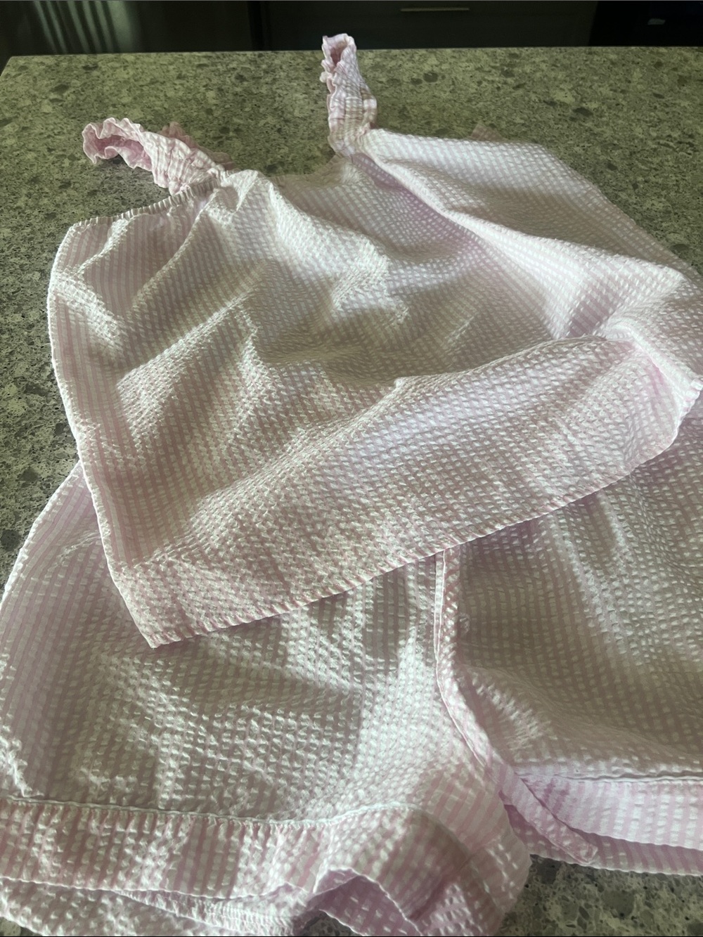 Pink Seersucker Tank and Shorts pajama set